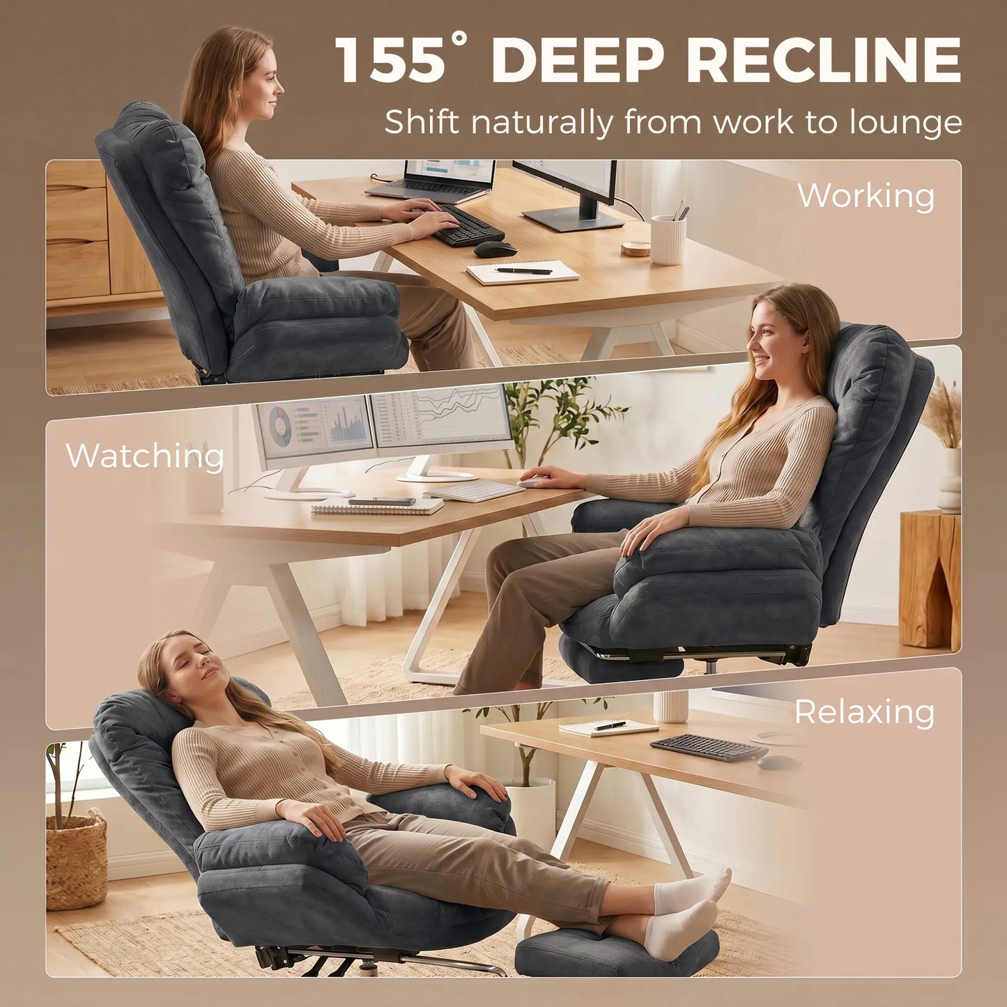 Criss Cross Chair With Wheels, Waterfall Armrests, Dark Grey, Dark Grey