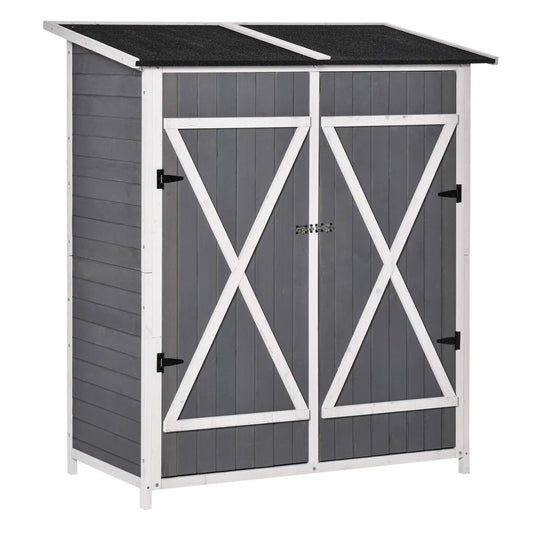 54.75''x29.5''x63'' Garden Storage Shed, Asphalt Roof, Wooden, Double Door Sheds Grey at Gallery Canada