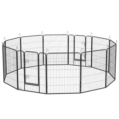 Dog Pen With Gate, 12 Panels Puppy Playpen, 39"H Houses, Kennels & Pens Grey at Gallery Canada