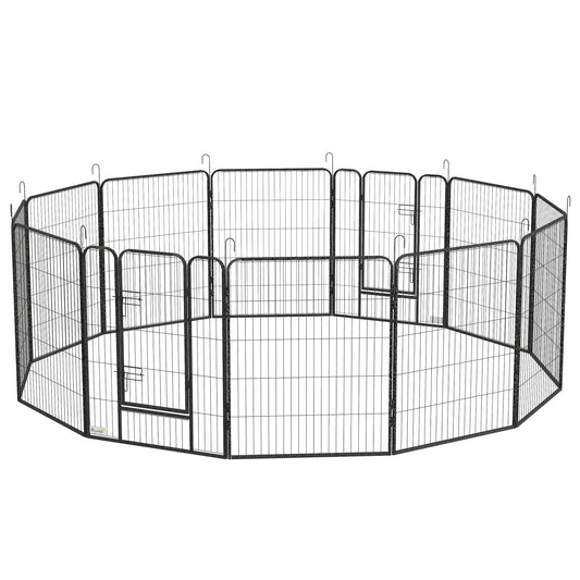 Dog Pen With Gate, 12 Panels Puppy Playpen, 39"H Houses, Kennels & Pens Grey at Gallery Canada