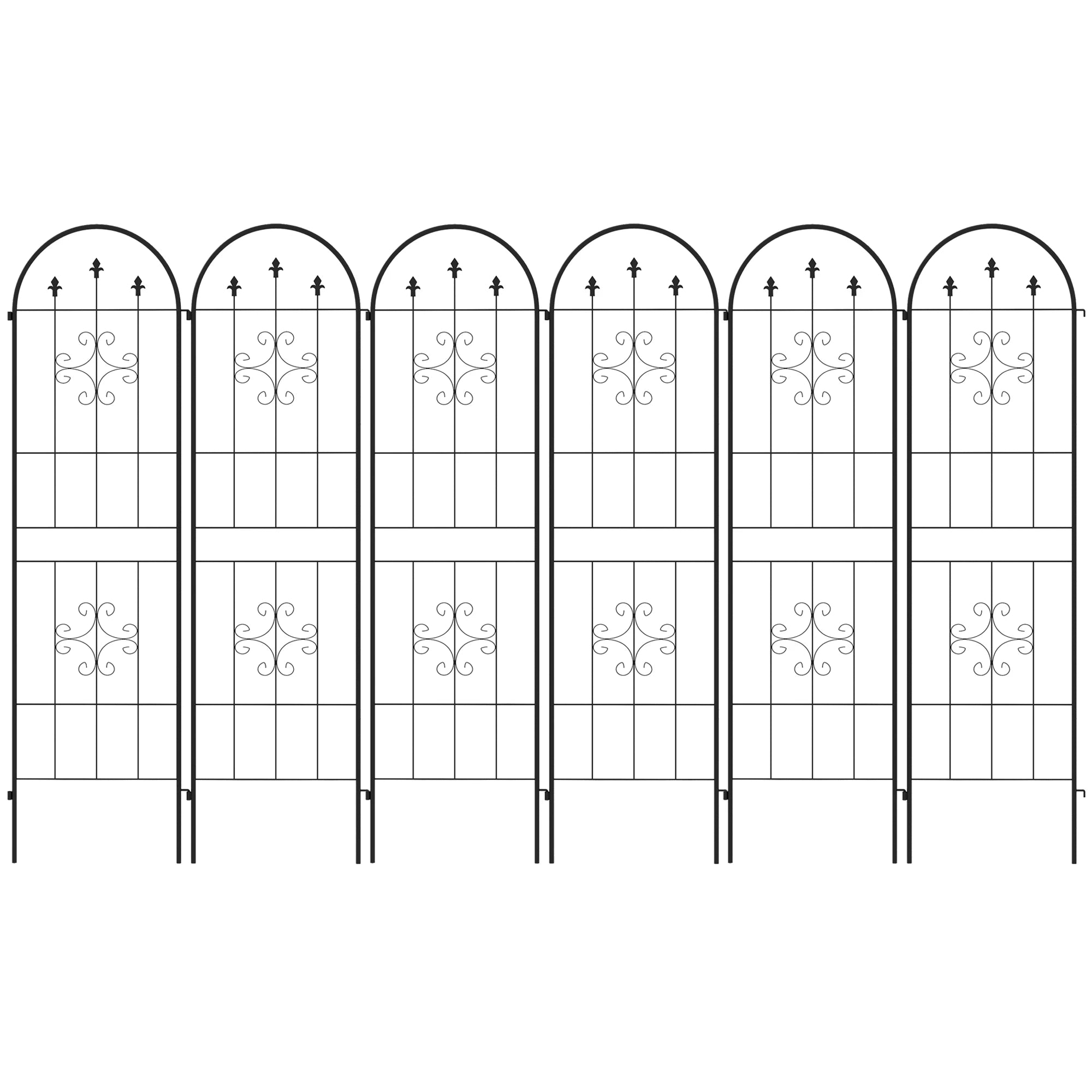 Metal Trellis Set of 6, Garden Climbing Plant Support, Arrow Design Plant Stands Black at Gallery Canada