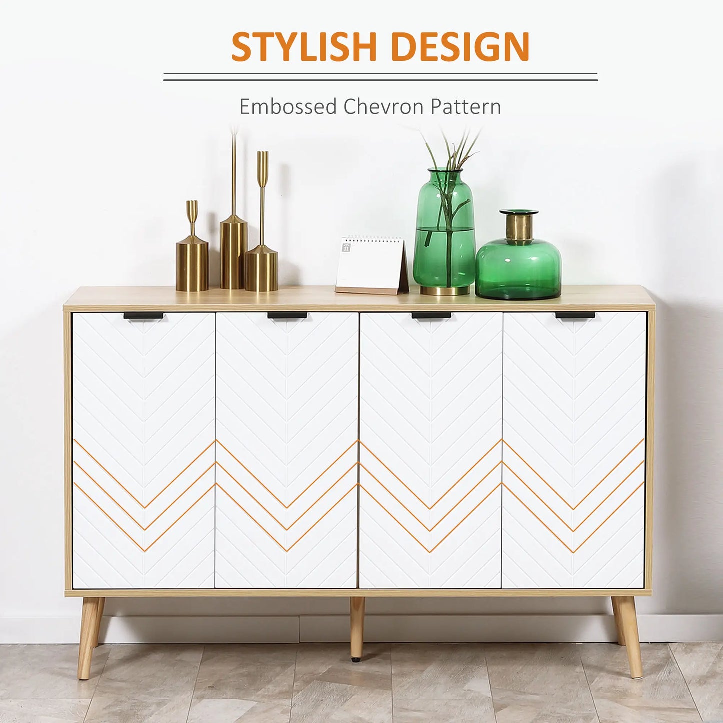 Modern Sideboard, Dining Cabinet with Adjustable Shelves, Natural Bar Cabinets at Gallery Canada