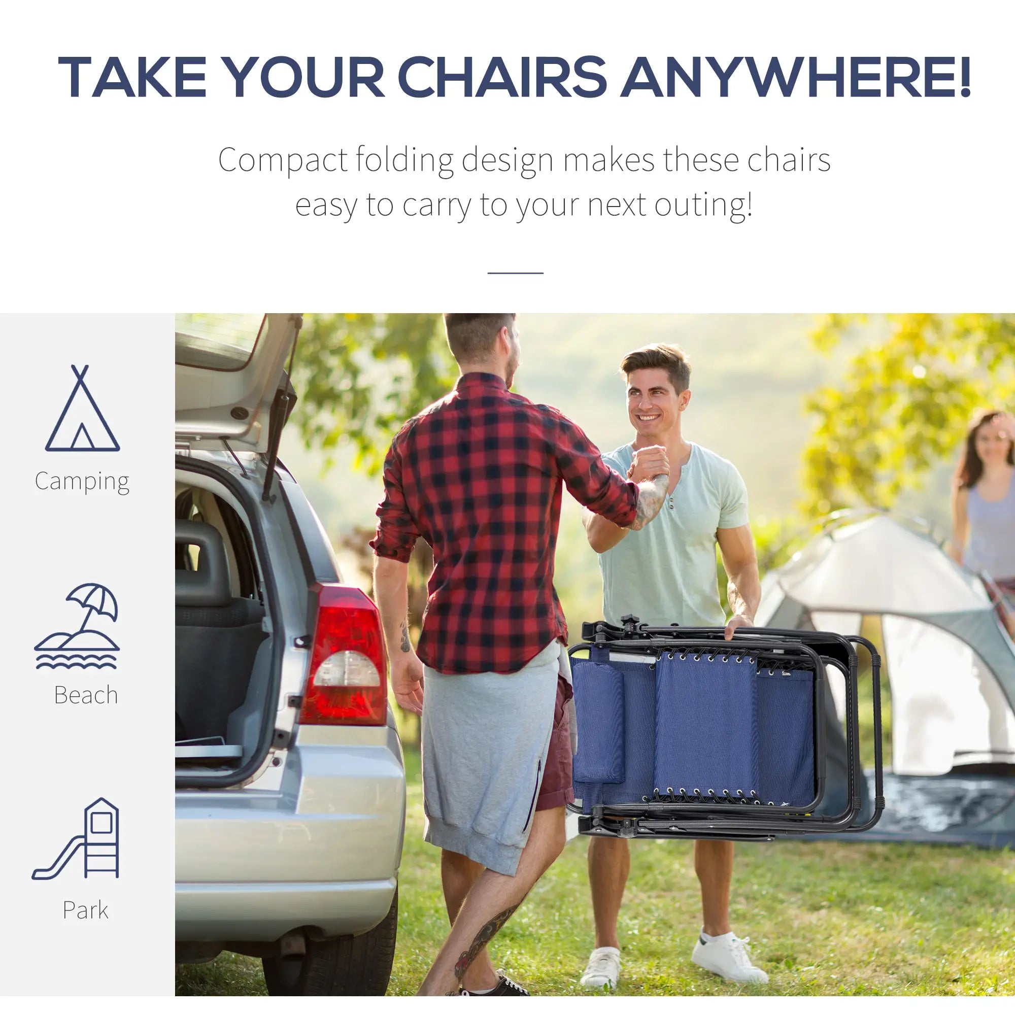 Zero Gravity Chair Set of 2, Patio Chair with Side Table, Blue Lounger Chairs at Gallery Canada