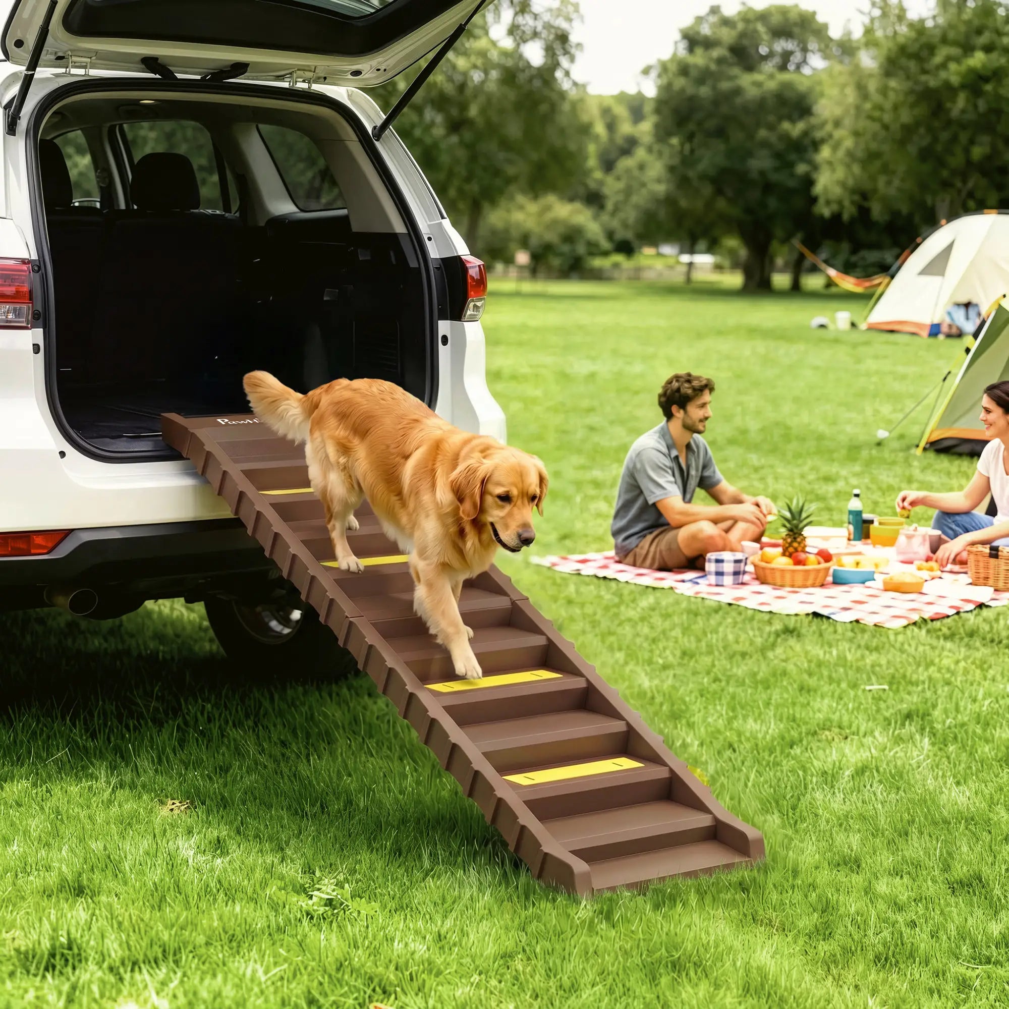 Foldable Dog Car Ramp, Anti-Slip Steps, Brown Dog Stairs at Gallery Canada