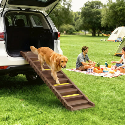 Foldable Dog Car Ramp, Anti-Slip Steps, Brown Dog Stairs at Gallery Canada