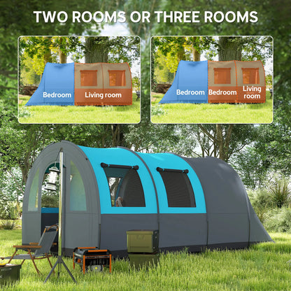 5-6 Person Camping Tent, Living Room Bedroom, 3000mm Waterproof, Grey Blue Camping Tents at Gallery Canada