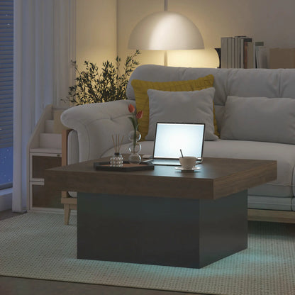 Square Coffee Table with LED Lights, 35-inch, Walnut Coffee Tables at Gallery Canada
