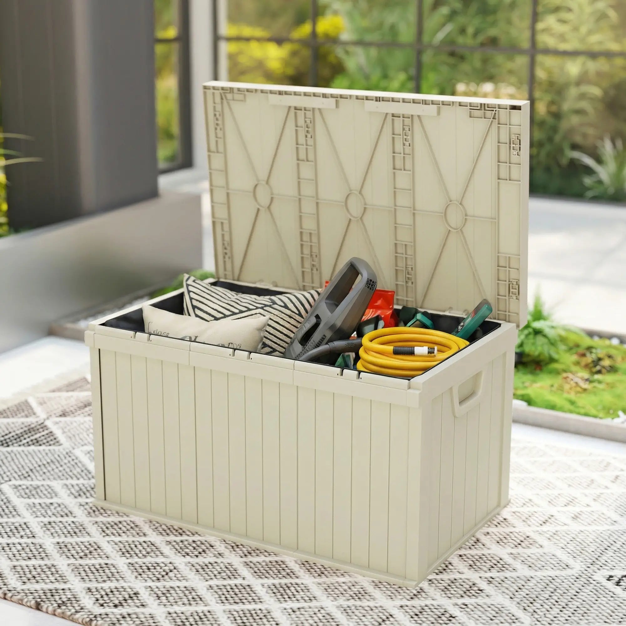 70 Gallon Resin Deck Box, Waterproof Outdoor Storage Container Patio Storage Boxes at Gallery Canada