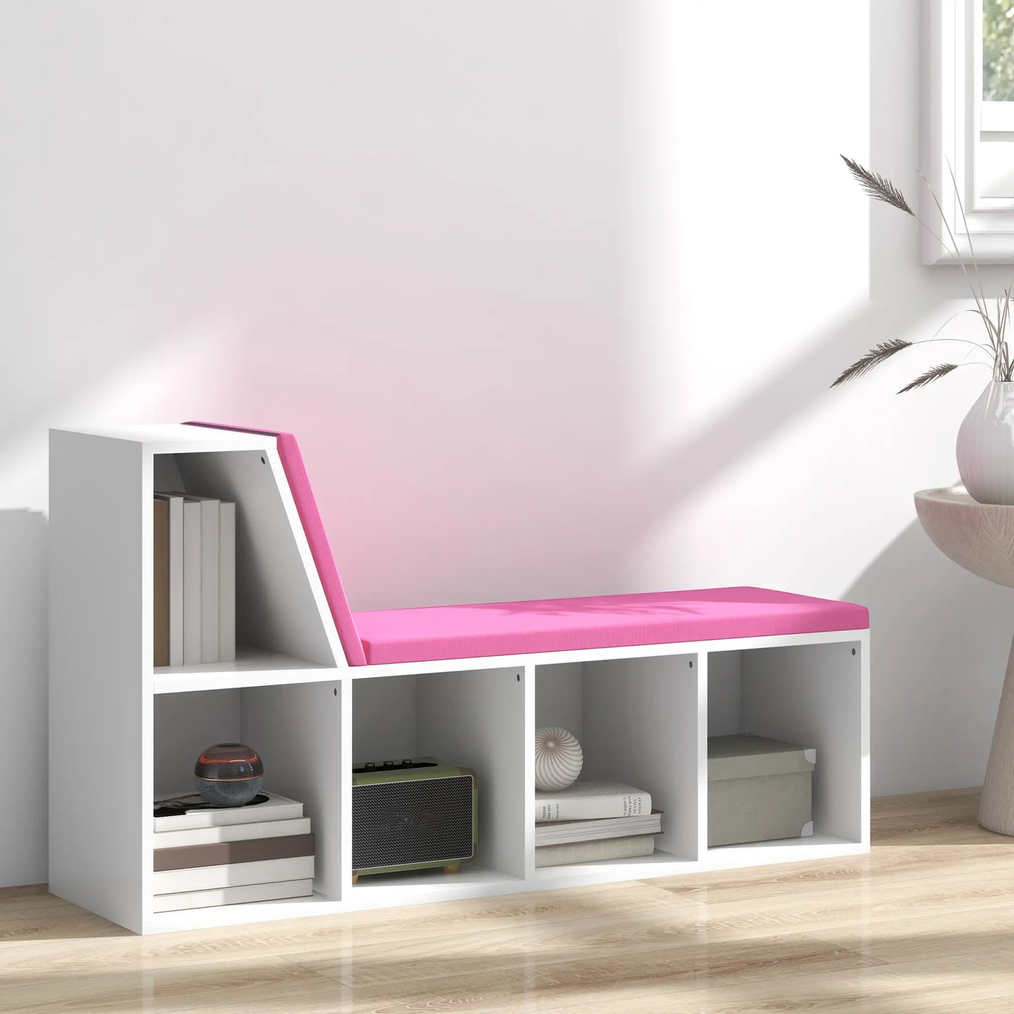 5-Cube Bookshelf with Cushioned Nook, Storage Shelves, Pink Bookshelves & Bookcases at Gallery Canada