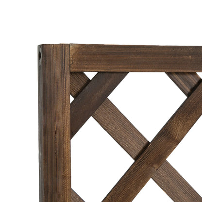 2.4 x 1 x 4.9 ft Wooden Pine Trough Planter with Trellis, Carbonized Wooden Planter Boxes at Gallery Canada