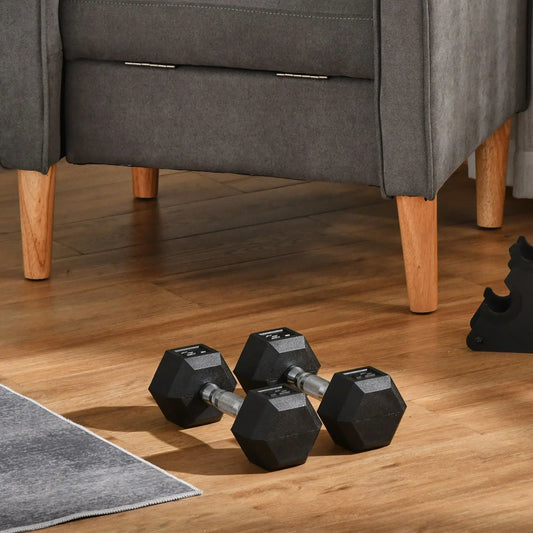 Rubber Dumbbells Weight Set, 24lbs Total, 12lbs Each, Black Dumbbells & Barbells Black at Gallery Canada