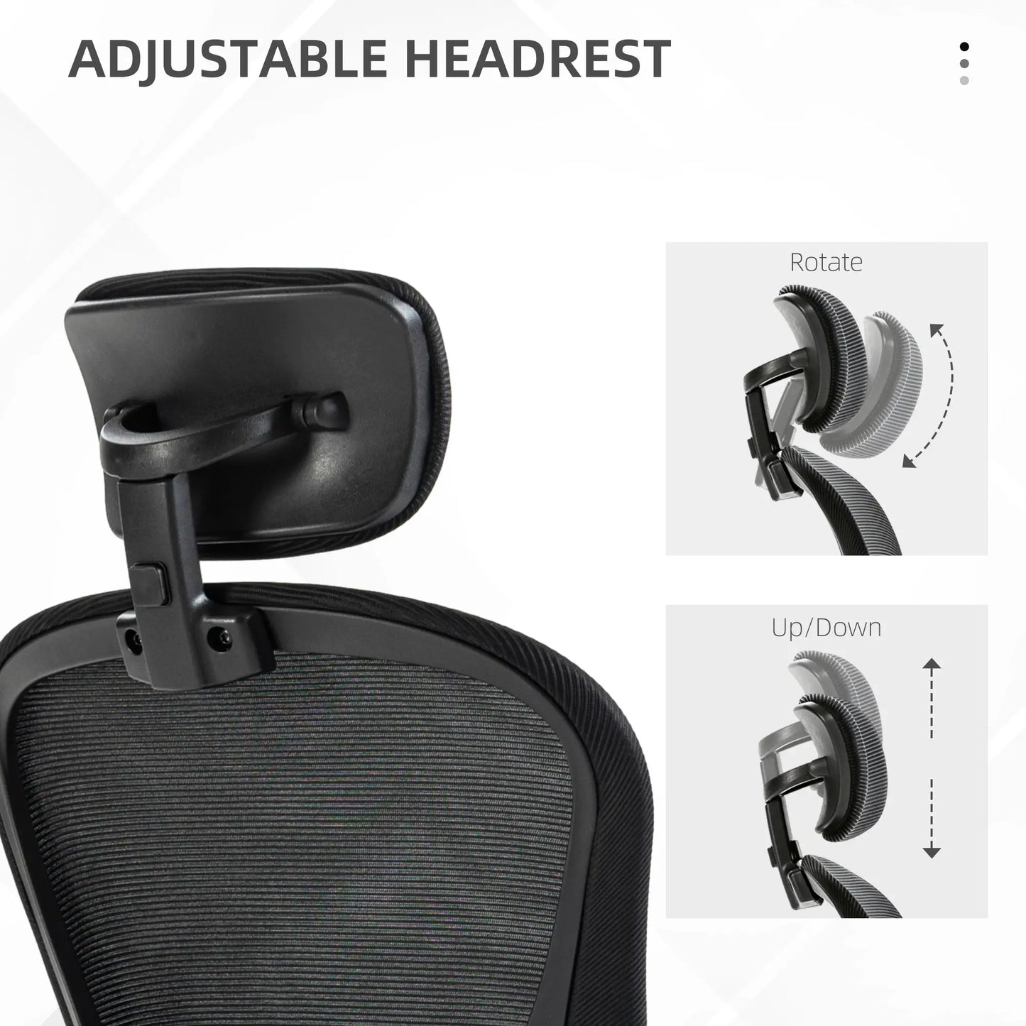 Mesh Office Chair, Adjustable Headrest, 4D Lumbar Support, Flip-Up Arm, Black Office Chairs at Gallery Canada