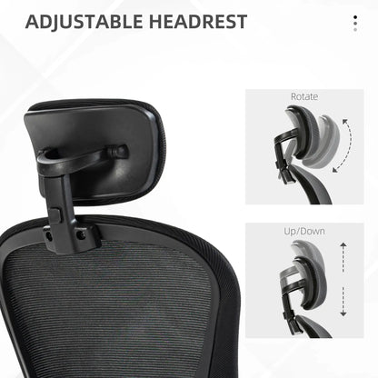 Mesh Office Chair, Adjustable Headrest, 4D Lumbar Support, Flip-Up Arm, Black Office Chairs at Gallery Canada