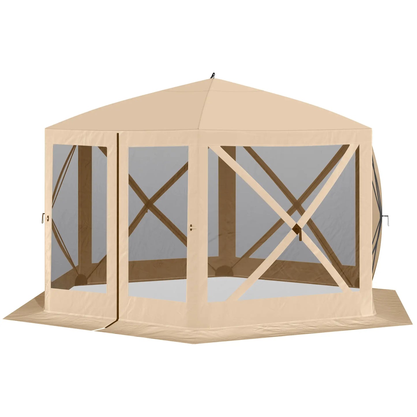 12' x 12' Hexagon Pop Up Screen Tent, Camping Shelter, Beige Pop Up Canopies at Gallery Canada