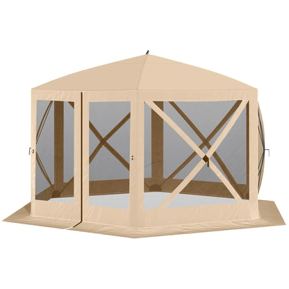 12' x 12' Hexagon Pop Up Screen Tent, Camping Shelter, Beige Pop Up Canopies at Gallery Canada