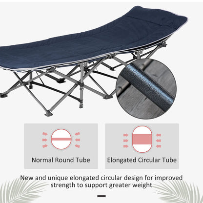 Folding Camping Cot With Mattress, Pillow, Double Layer Oxford, Heavy Duty, Carry Bag, Blue Camping Cots at Gallery Canada