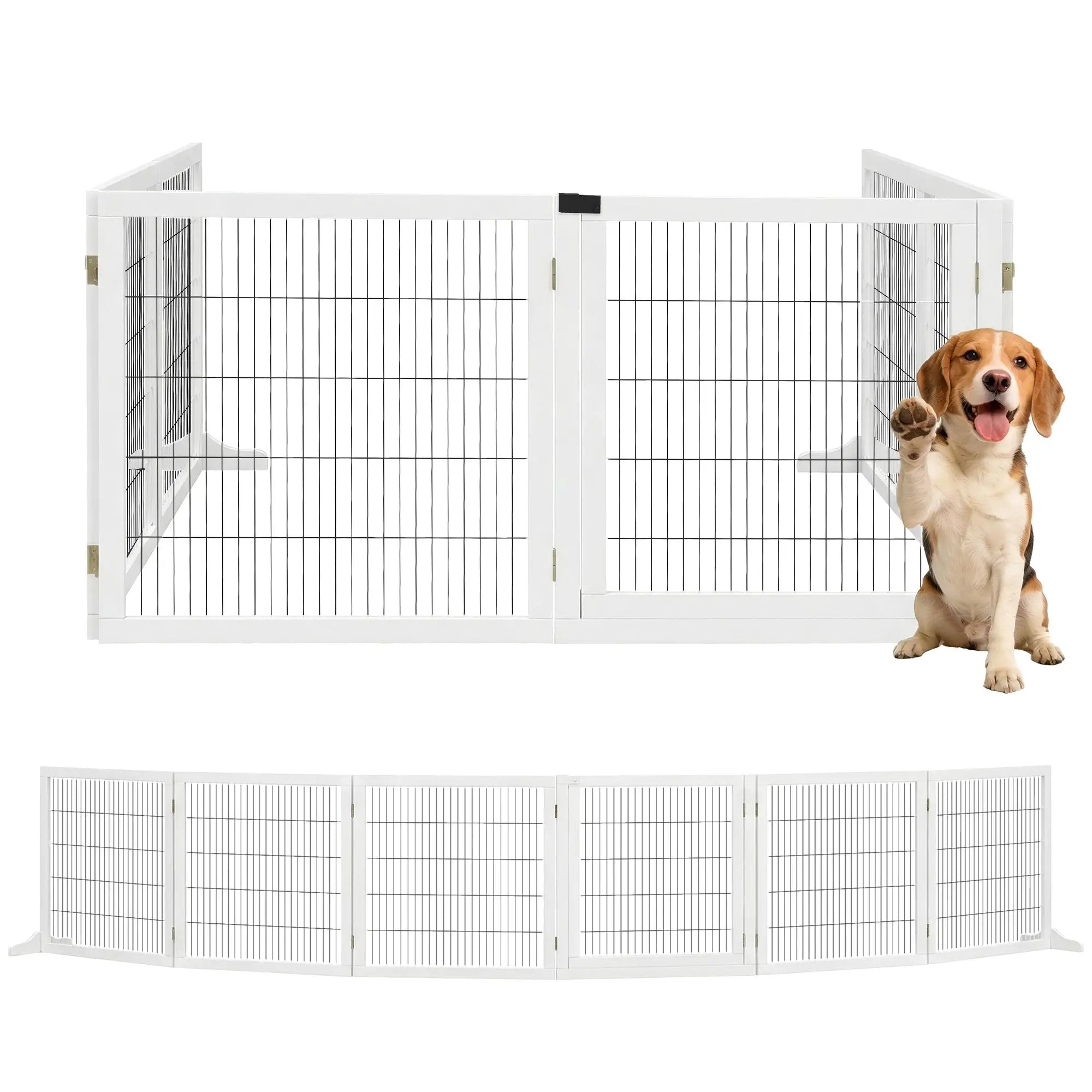 Wooden Freestanding Pet Gate, 2 Support Feet, White Houses, Kennels & Pens at Gallery Canada