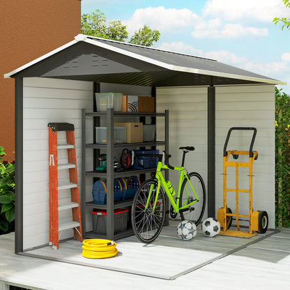 9' x 6' Garden Shed, Outdoor Storage, Sloped Roof, Lockable Door, Dark Grey