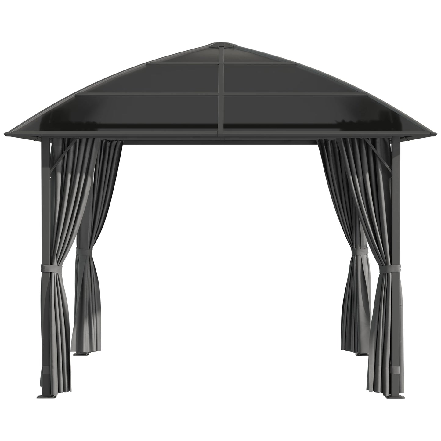 10' x 10' Hardtop Gazebo, UV60+ Polycarbonate Roof, Steel Frame, Dark Grey Gazebos at Gallery Canada