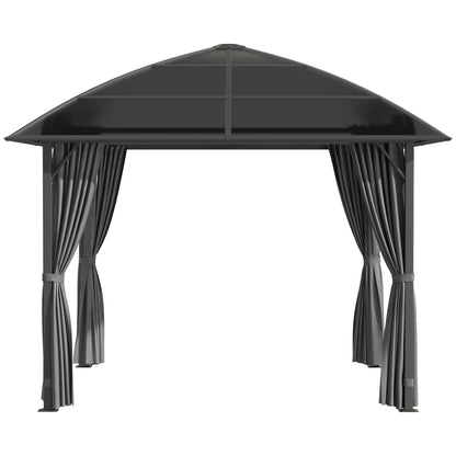 10' x 10' Hardtop Gazebo, UV60+ Polycarbonate Roof, Steel Frame, Dark Grey Gazebos at Gallery Canada