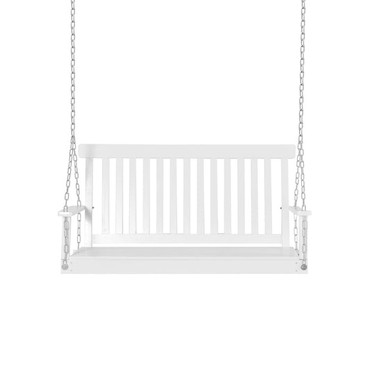 2-Seater Patio Swing, Fir Wooden Porch Swing, Outdoor Garden, White Hanging Porch Swings White at Gallery Canada