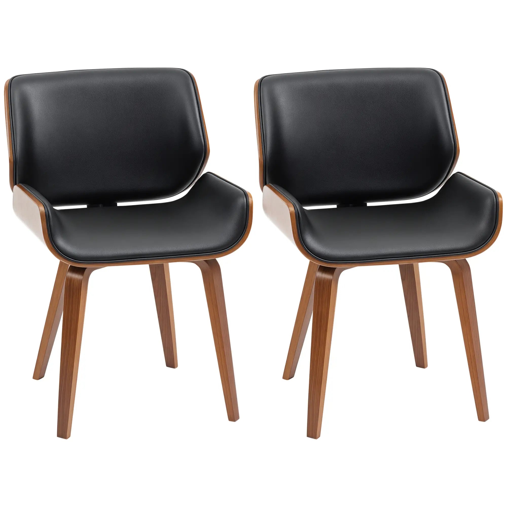 PU Leather Dining Chairs Set of 2, Upholstered Seats, Solid Wood Legs, Black Dining Chairs at Gallery Canada