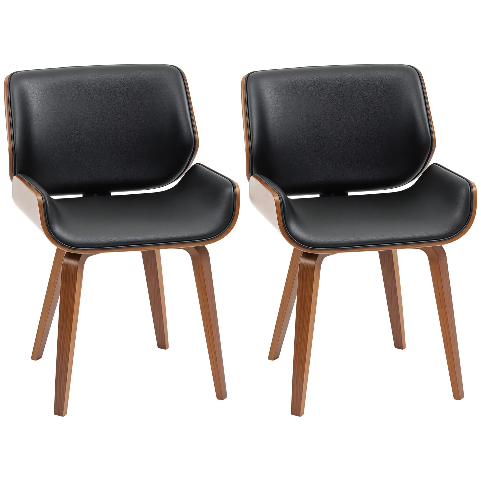 PU Leather Dining Chairs Set of 2, Upholstered Seats, Solid Wood Legs, Black Dining Chairs at Gallery Canada