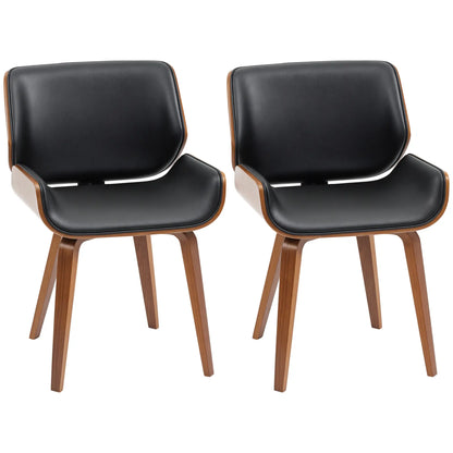 PU Leather Dining Chairs Set of 2, Upholstered Seats, Solid Wood Legs, Black Dining Chairs at Gallery Canada