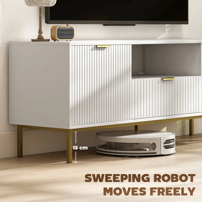 TV Console For 50 Inch TVs, Smart RGB LED Lights, Soft Close Doors, White