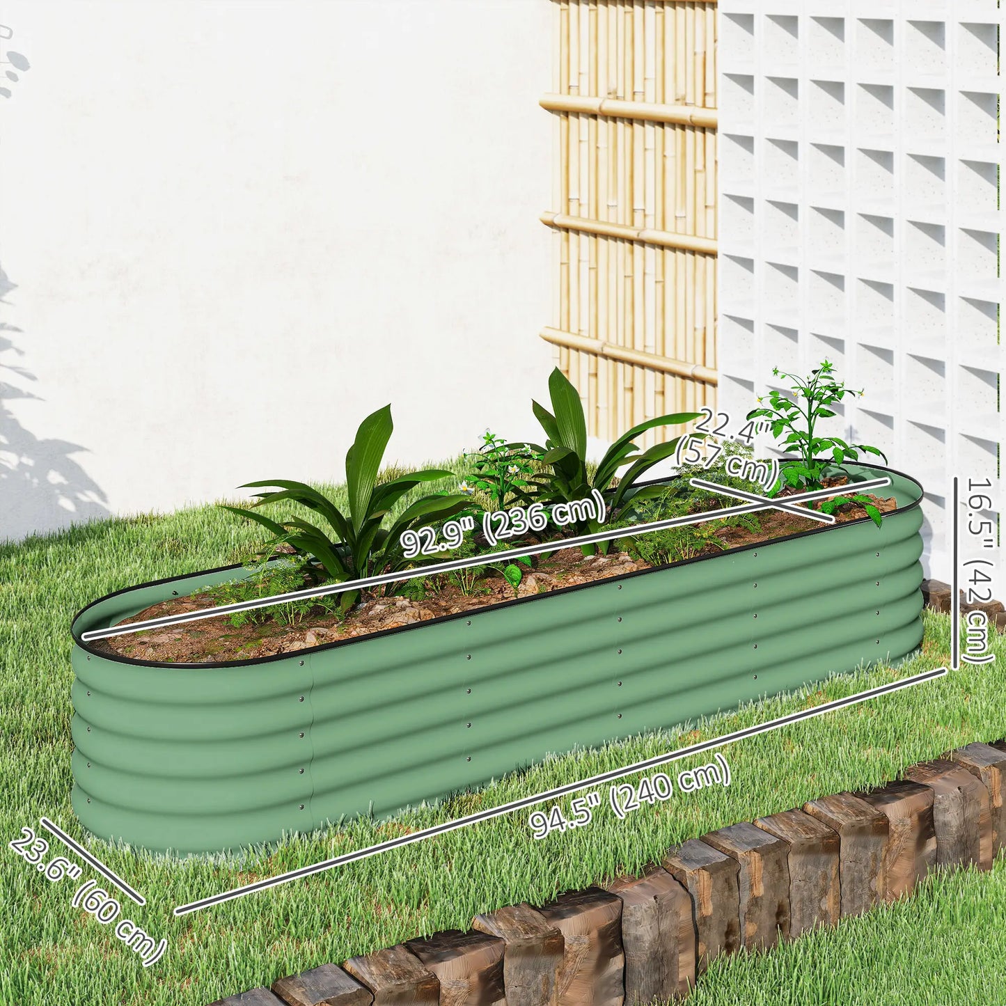 8 x 2 x 1.5 FT Galvanized Steel Raised Garden Bed, Green Galvanized Planter Boxes at Gallery Canada
