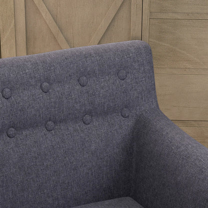 Mid-Century Modern Linen Armchair, Wood Frame, Thick Padding, Dark Grey Accent Chairs at Gallery Canada