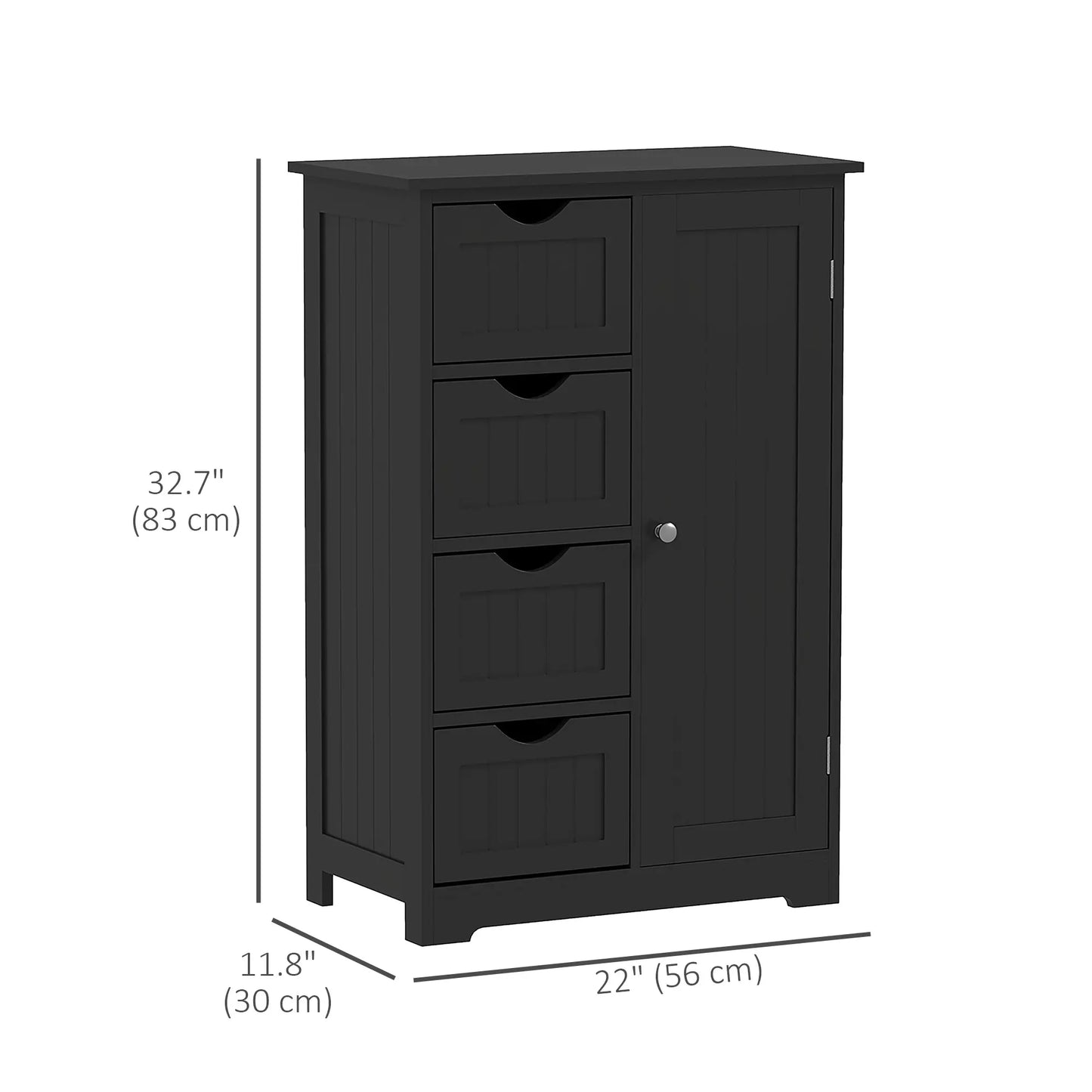 Bathroom Storage Cabinet, Adjustable Shelf, 4 Drawers, Black Bathroom Cabinets at Gallery Canada