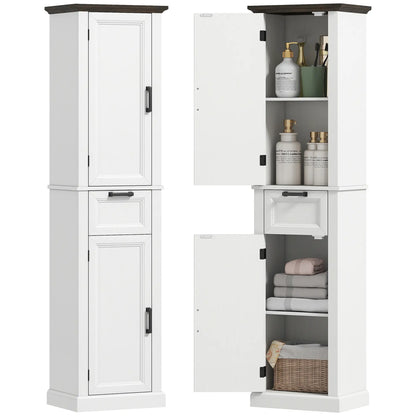 65" Tall Bathroom Storage Cabinet, Freestanding Farmhouse Slim, White Freestanding Bathroom Cabinets at Gallery Canada