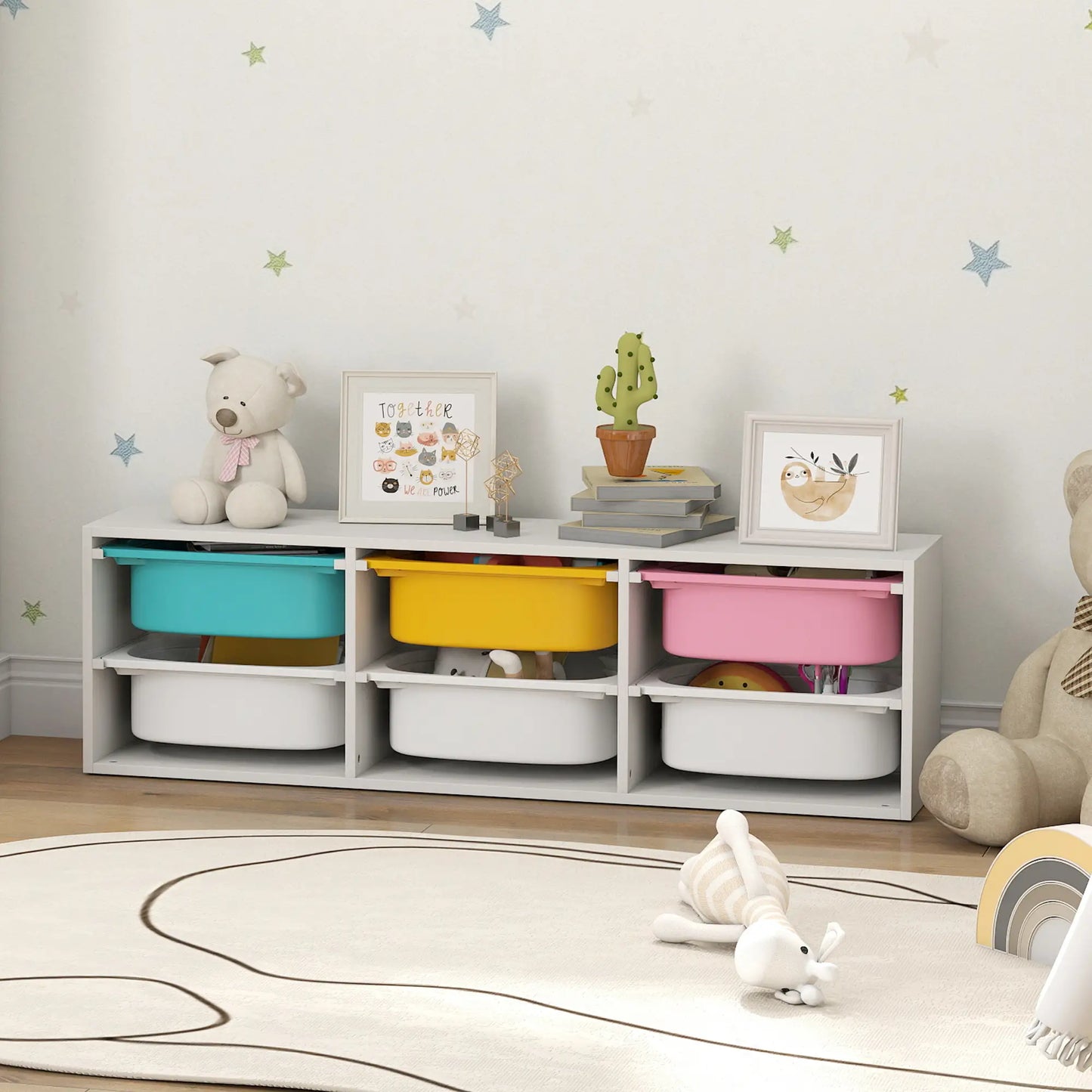 Kids Toy Storage Organizer with 6 Removable Plastic Bins Bookshelves & Bookcases at Gallery Canada