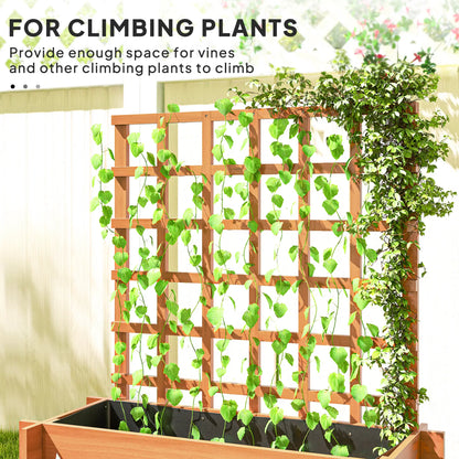Wooden Elevated Planter Box with Trellis, 3 Tier Raised Garden Bed, Brown Raised Garden Beds at Gallery Canada