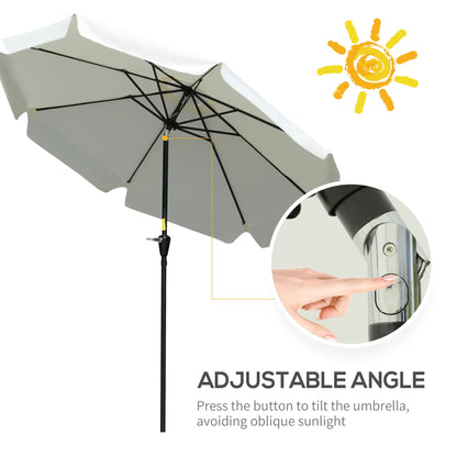 8.5 ft Round Patio Umbrella, Tilt and Crank, Cream White Sun Umbrellas at Gallery Canada