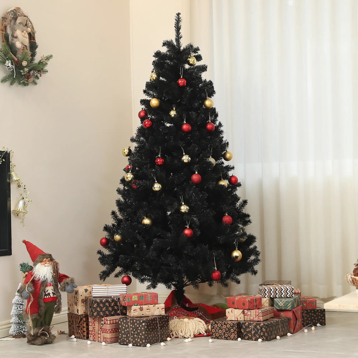 6ft Artificial Christmas Tree, Auto Open, Steel Base, Black Artificial Christmas Trees at Gallery Canada
