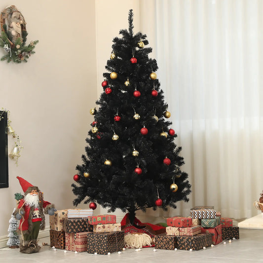6ft Artificial Christmas Tree, Auto Open, Steel Base, Black Artificial Christmas Trees Black at Gallery Canada