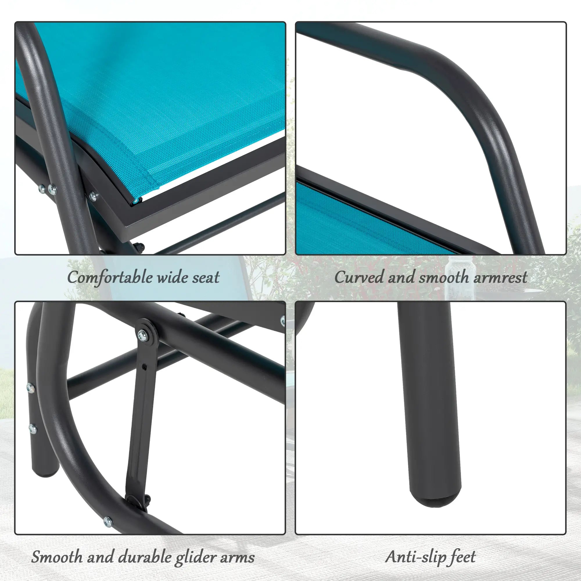 Outdoor Patio Glider Set, 2 Chairs, Breathable Mesh Seat, Blue Outdoor Gliders at Gallery Canada