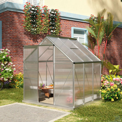 6' x 6' x 6.5' Polycarbonate Greenhouse, Walk-In, Adjustable Roof Vent, Galvanized Base, Sliding Door, Clear Walk In Greenhouses at Gallery Canada