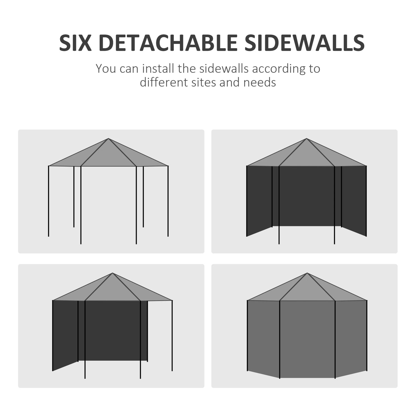 13 ft Waterproof Party Tent, 6 Removable Side Walls, Outdoor Canopy Canopy Tents at Gallery Canada