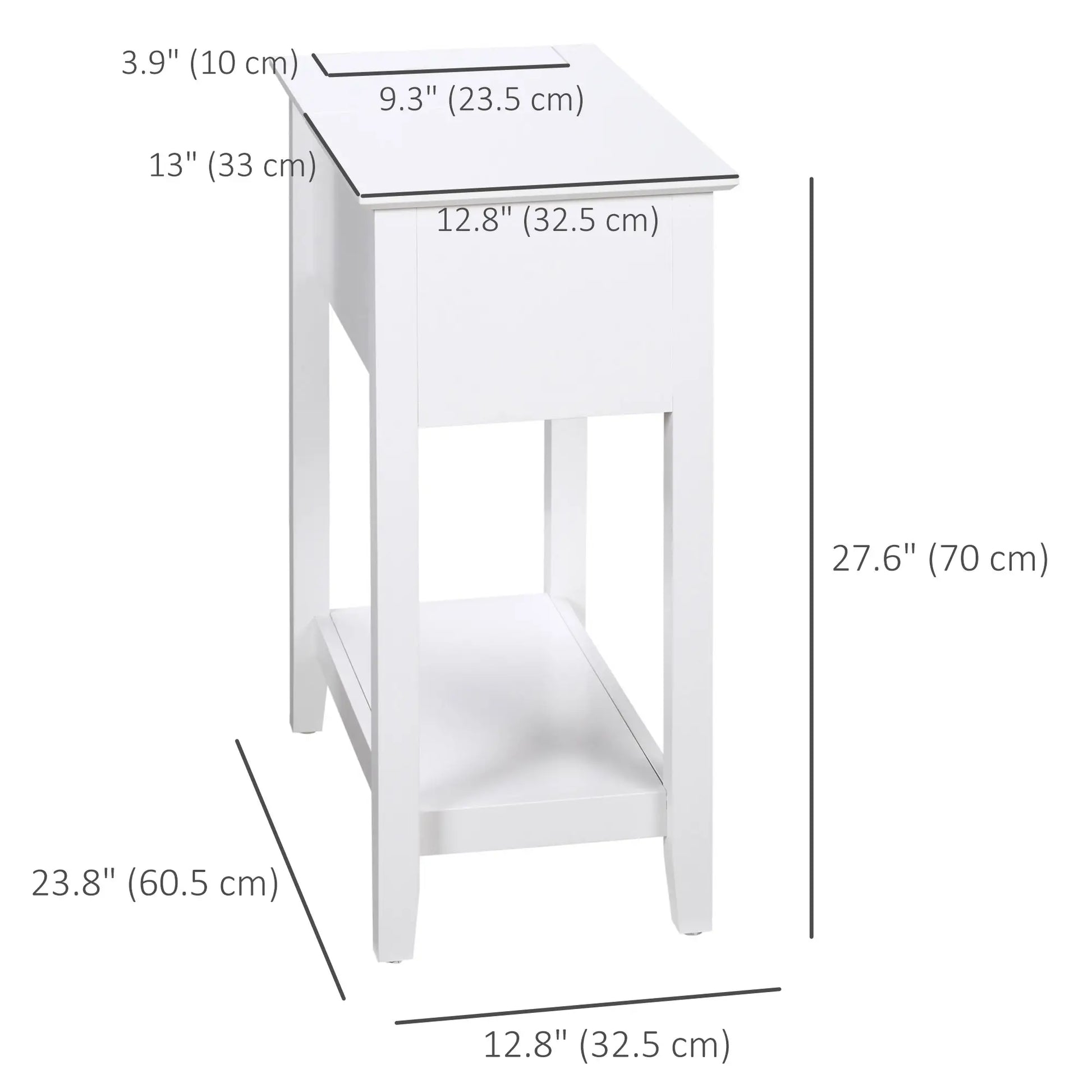 Flip Top End Table, Side Table with Storage, Narrow Nightstand, White Side Tables at Gallery Canada