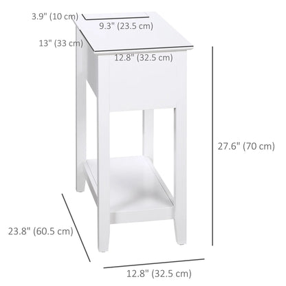 Flip Top End Table, Side Table with Storage, Narrow Nightstand, White Side Tables at Gallery Canada