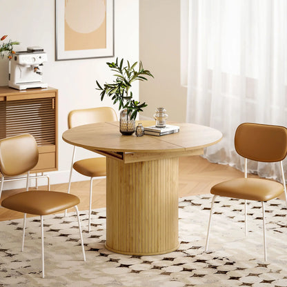 Extendable Kitchen Table, 43.5"-59", Natural Wood Finish, Natural Wood Dining Tables at Gallery Canada