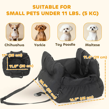 Dog Car Seat for Small Pets, Machine Washable, with Cushion, Black Dog Bike Trailers & Strollers at Gallery Canada
