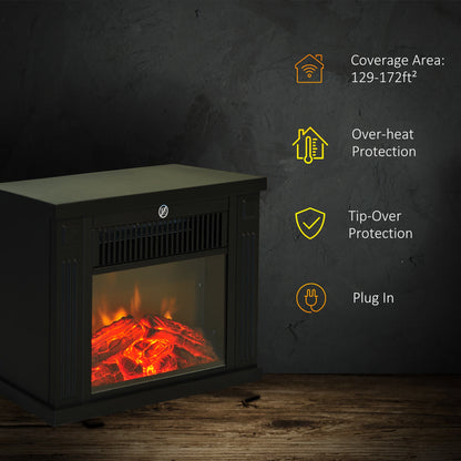 14" 1000W Mini Standing Electric Fireplace Heater, Black Electric Fireplaces at Gallery Canada