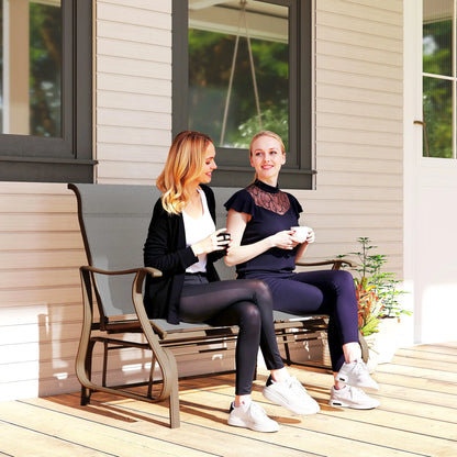 Double Gliding Chair, Patio Glider, Steel Frame, Light Grey