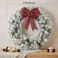 Pre-Lit Christmas Wreath 24 Inch, Green