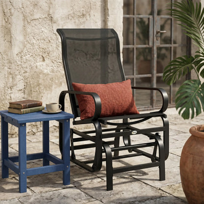 Patio Glider Chair With Mesh Fabric, Black Outdoor Gliders at Gallery Canada