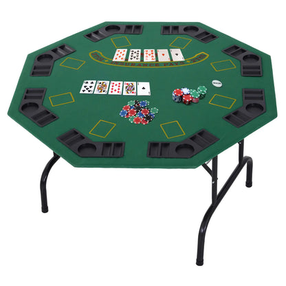 47" Folding Poker Table, Octagon Blackjack Table for 8, Green Game Tables Green, Black at Gallery Canada